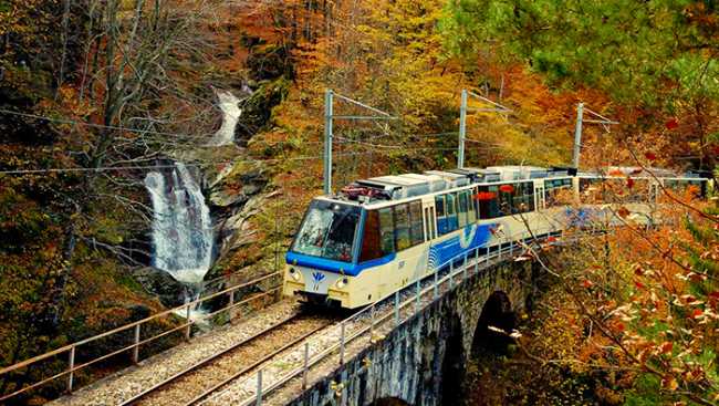 trenino vigezzina autunno cascata