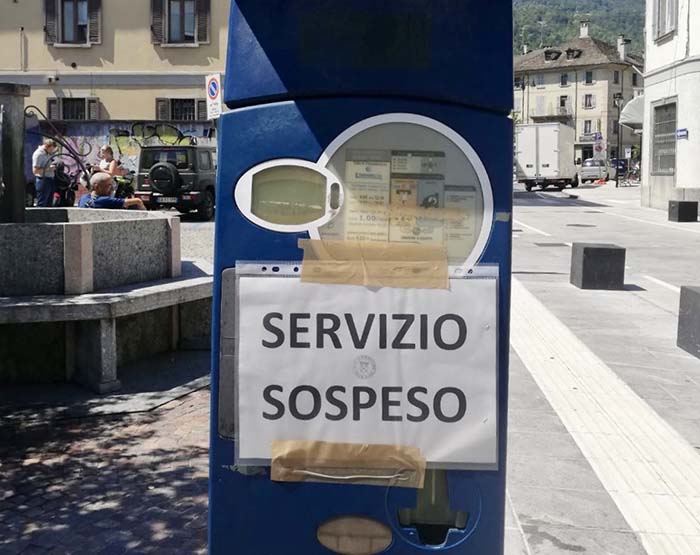 Aussetzung der Zahlung bei den gebührenpflichtigen Parkplätze in Domodossola